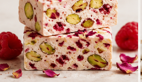 Raspberry rose nougat bar